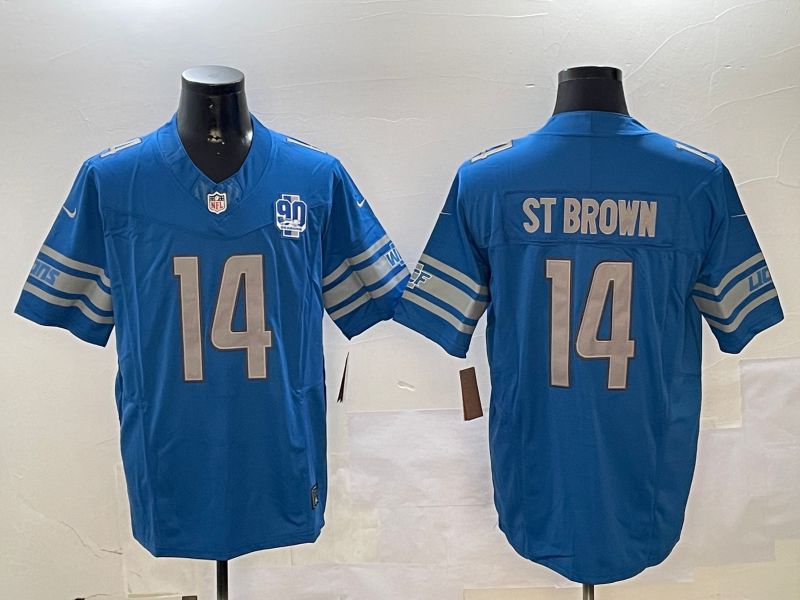 Men Detroit Lions #14 St Brown Blue three generations 2024 Nike Limited NFL Jersey style 11023